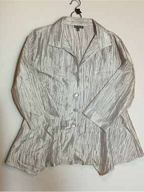 Pleated Metallic Blouse - Silver